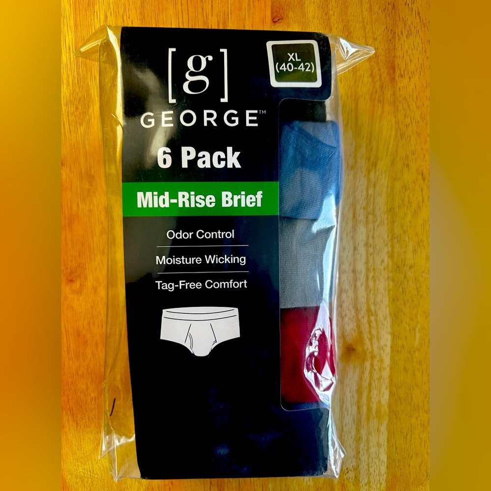 George Men's Mid-Rise Briefs 6 Pack